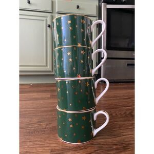 VINTAGE Galaxy Tea Cups Coffee Mugs *SET OF 4* 14K GOLD TRIM